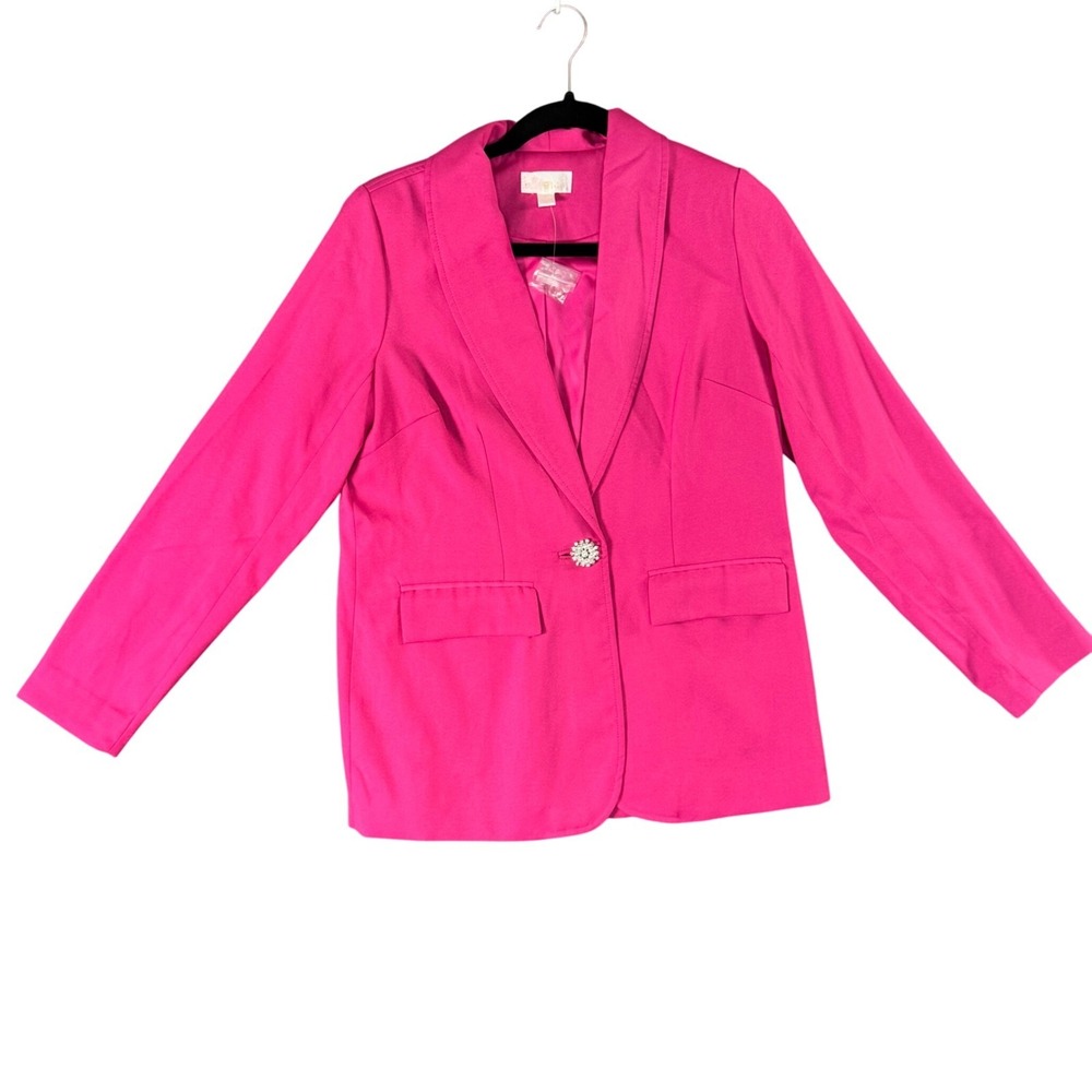 Belle by Kim Gravel Hot Pink Blazer XS‎ Luxe Holiday NYE Glam Statement Jacket